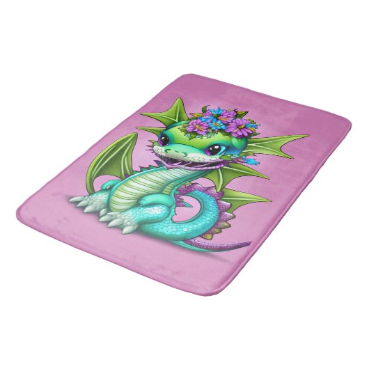 Tapis De Bain Dragon de bébé pourpre et vert (Angle)