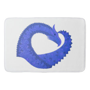 Tapis De Bain Dragon de coeur bleu sur blanc