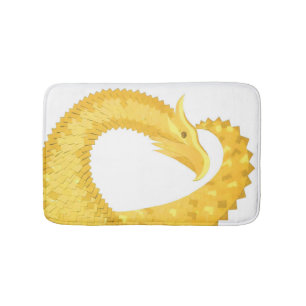 Tapis De Bain Dragon de coeur jaune sur blanc