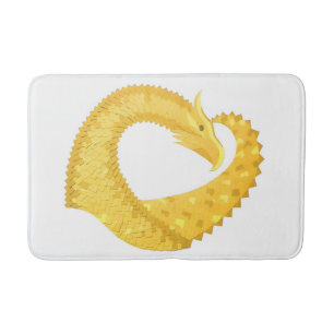 Tapis De Bain Dragon de coeur jaune sur blanc