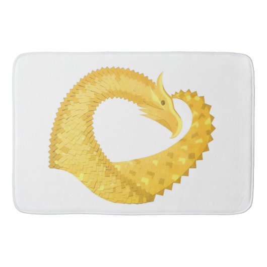 Tapis De Bain Dragon de coeur jaune sur blanc (Devant)