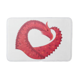 Tapis De Bain Dragon de coeur rouge en blanc