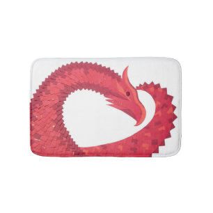 Tapis De Bain Dragon de coeur rouge en blanc