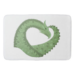 Tapis De Bain Dragon de coeur vert olive blanc