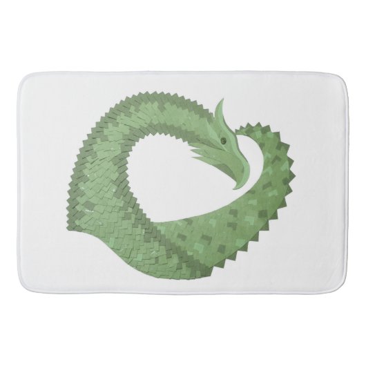 Tapis De Bain Dragon de coeur vert olive blanc (Devant)