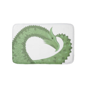 Tapis De Bain Dragon de coeur vert olive blanc