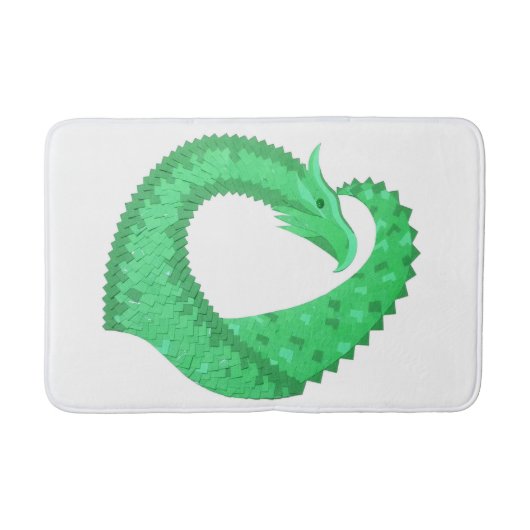 Tapis De Bain Dragon de coeur vert sur blanc (Devant)
