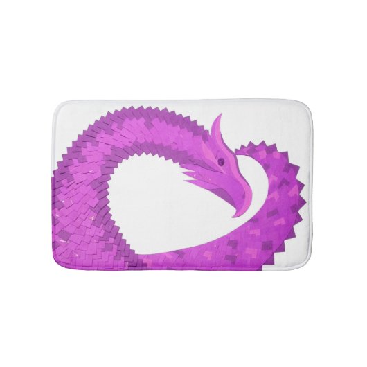 Tapis De Bain Dragon de coeur violet clair sur blanc (Devant)