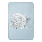 Tapis De Bain Dragon de glace élégant blanc Roses bleues Fantais (devant Vertical)
