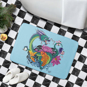 Tapis De Bain Dragon d'eau chinois Poisson Koi