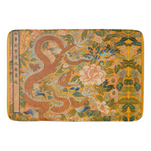 Tapis De Bain DRAGON PARMI LES PÉONIES, FLEURS, Floral FEUILLE V