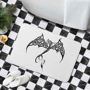 Tapis De Bain Dragon Tribal Celtique Entrelacs Noir Blanc Fantas