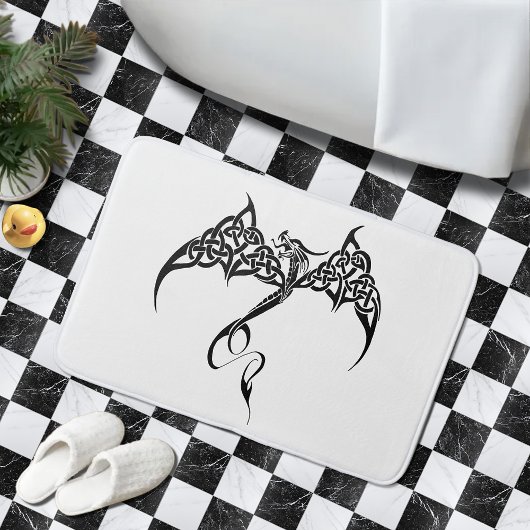 Tapis De Bain Dragon tribal celtique noir blanc