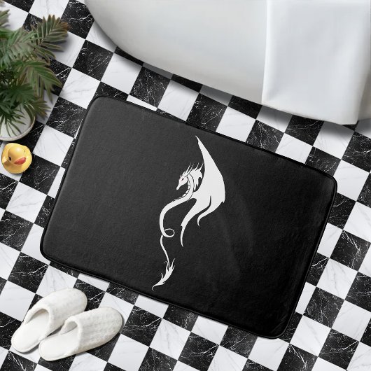 Tapis De Bain Dragon tribal noir blanc