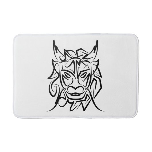 Tapis De Bain Dragon tribal noir et blanc (Devant)