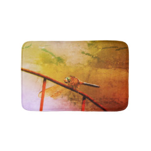 Tapis De Bain Dragonfly On Wire Fence Abstraite Distressed