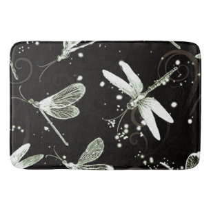 Tapis De Bain Dragonlies Noir et Blanc Grand Mat Bain