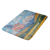 Tapis De Bain Drapeau américain impressionniste et montagnes (Angle)