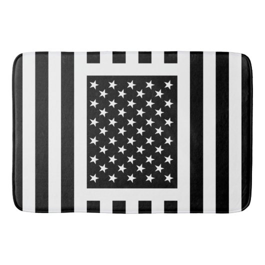 Tapis De Bain Drapeau américain noir & blanc USA Unique American (Devant)