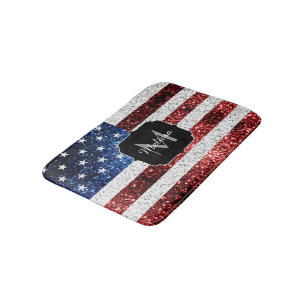 Tapis De Bain Drapeau américain rouge blanc brillant parties sci