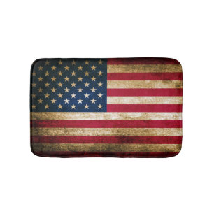 Tapis De Bain Drapeau américain rustique patriotique