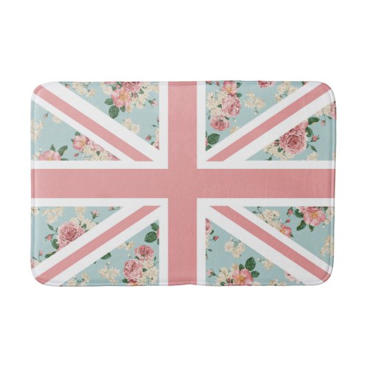 Tapis De Bain Drapeau anglais d'Union Jack de roses (Devant)