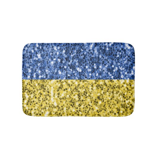 Tapis De Bain Drapeau bleu jaune Ukraine parties scintillant fau (Devant)