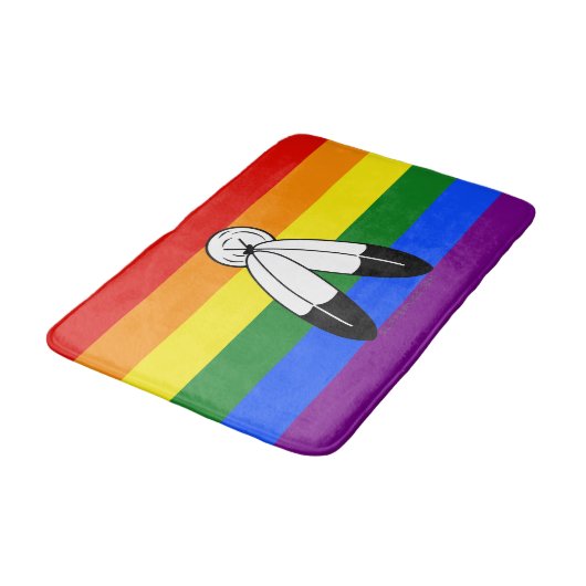 Tapis De Bain Drapeau de fierté bispirituel de SlipperyJoe's sym (Angle)