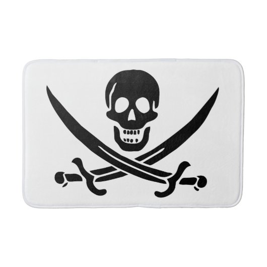 Tapis De Bain Drapeau pirate crâne épées croisées (Devant)