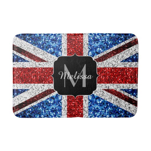 Tapis De Bain Drapeau rouge bleu blanc brillant parties scintill (Devant)