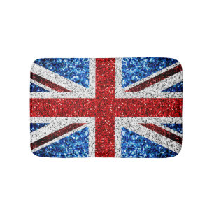 Tapis De Bain Drapeau rouge bleu blanc brillant parties scintill