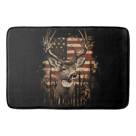 Tapis De Bain Drapeau USA Saison Cerf, Buck (Devant)