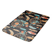 Tapis De Bain Dreamcatchers Whimsical boho floral noir turquoise (Angle)