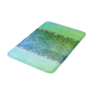 Tapis De Bain Dreamy Blue Green Mermaid Diamond Bling