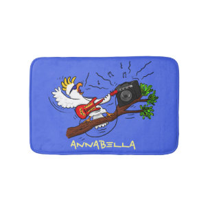 Tapis De Bain Drôle cockatoo jouant de la guitare rock dessin an