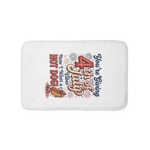 Tapis De Bain Drôle de 4 juillet Hot Dog Vintage Conception de T
