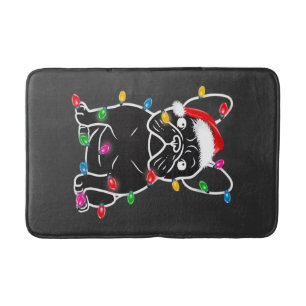 Tapis De Bain Drôle de chien Bouledogue français arbre de Noël l
