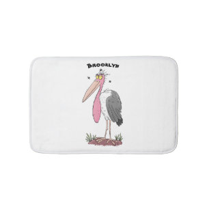 Tapis De Bain Drôle dessin animé de cigogne en marabou