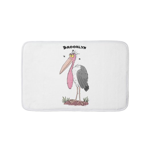 Tapis De Bain Drôle dessin animé de cigogne en marabou (Devant)