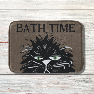 Tapis De Bain Drôle Fatigué Noir Chat Temps de bain Hagglé