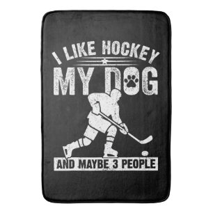 Tapis De Bain Drôle J'aime le hockey Mon chien et peut-être 3 pe