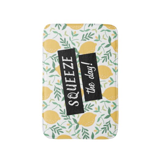 Tapis De Bain Drôle Squeeze Day Lemon Jaune Vert Feuilles (Devant (Vertical))