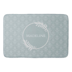 Tapis De Bain Dusty Blue Elegant Damask Personnalisé