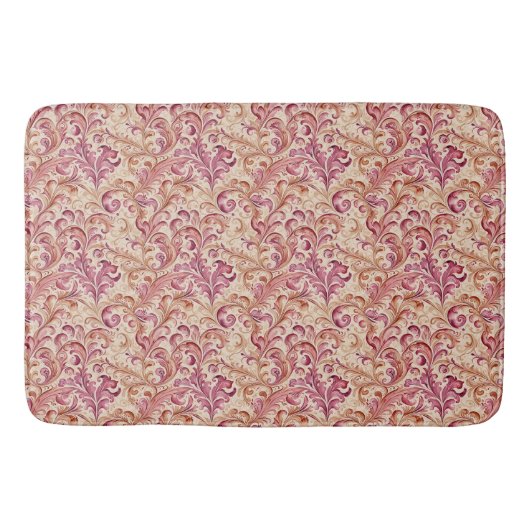 Tapis De Bain Dusty Rose and Taupe Leaf Scroll (Devant)