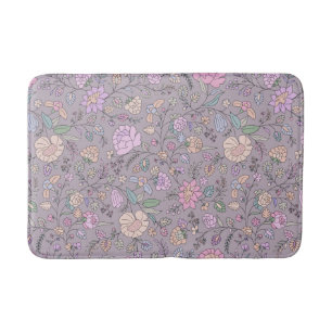 Tapis De Bain Dusty rose violet beige Whimsical Coloré Floral