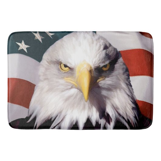 Tapis De Bain Eagle chauve américain avec le drapeau (Devant)