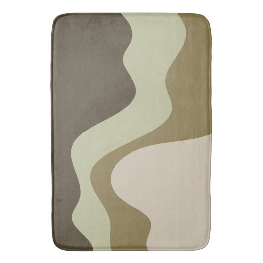 Tapis De Bain Earth Tone Waves Abstrait Art Bath Mat (devant Vertical)