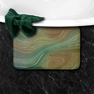 Tapis De Bain Earthy Emerald Strata Agate d'encre verte et dor
