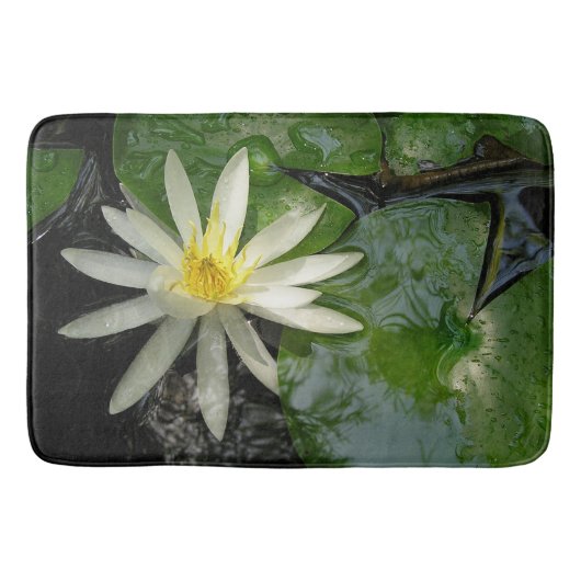 Tapis De Bain Eau Lily blanc et vert photo (Devant)