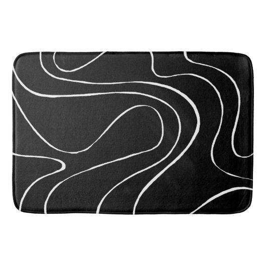 Tapis De Bain Ebb et flux 2 - Noir sur blanc (Devant)